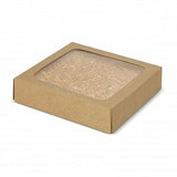 Natural cork coasters in a square shape, eco-friendly, measuring 100mm x 100mm, perfect for protecting surfaces.