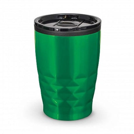 Set of 12 vibrant green double wall coffee cups with stainless steel exterior, perfect for stylish and sustainable sipping.