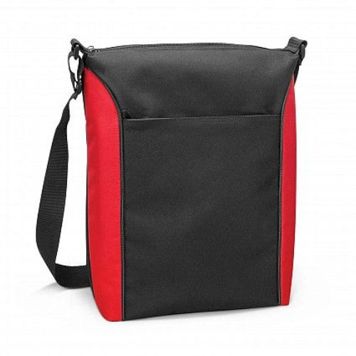 Set of 3 vibrant red Monaro Cooler Bags with 10L capacity, insulated, durable, featuring zippered pockets and adjustable straps.