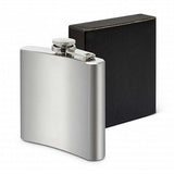 Set of 6 stylish silver hip flasks made of durable stainless steel, perfect for carrying drinks on any occasion.
