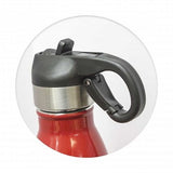 Mirage red stainless steel drink bottle with flip lid, straw, and carry handle; perfect for hydration on-the-go.