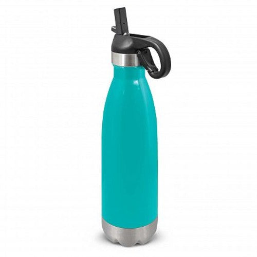 Teal 700ml stainless steel drink bottle with flip lid, straw, and carry handle for effortless hydration on the go.