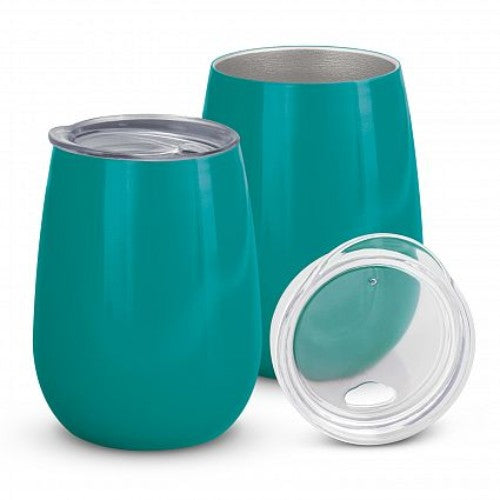 Teal Cordia Vacuum Cup, 300ml, double-wall insulated for hot or cold drinks, with a secure lid and elegant design.