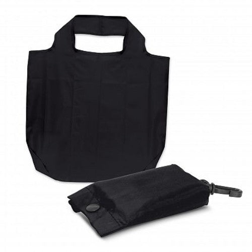 Set of 20 black Atom Fold Away Bags, compact and lightweight, perfect for eco-friendly shopping with convenient carry pouch.