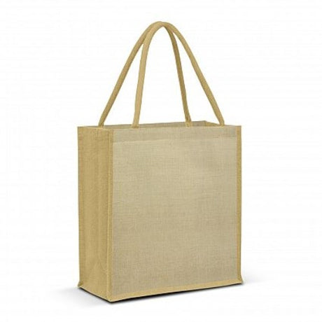 Set of 3 natural Lanza juco tote bags with padded handles, durable jute base, eco-friendly design for shopping and daily use.