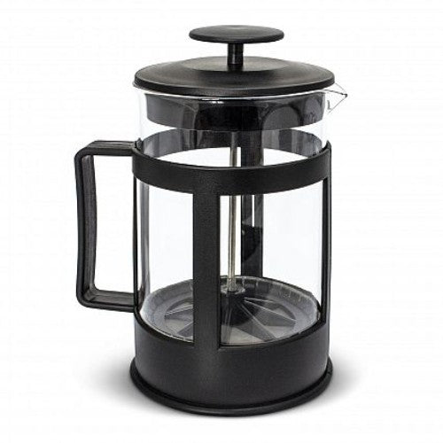 Large black Crema Coffee Plunger made of borosilicate glass, 850ml capacity, stylish design, perfect for brewing coffee.