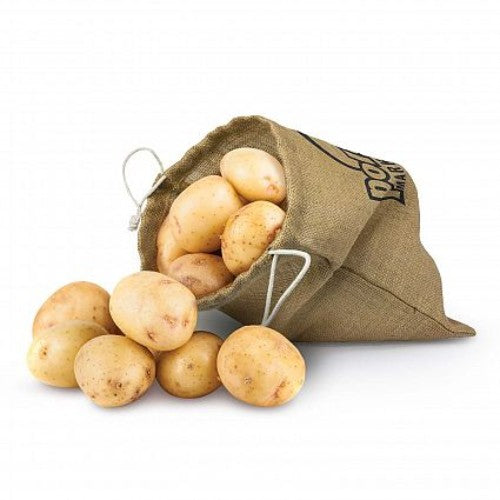 Natural jute produce bag set of 30, featuring a drawstring closure, ideal for sustainable grocery shopping and storage.