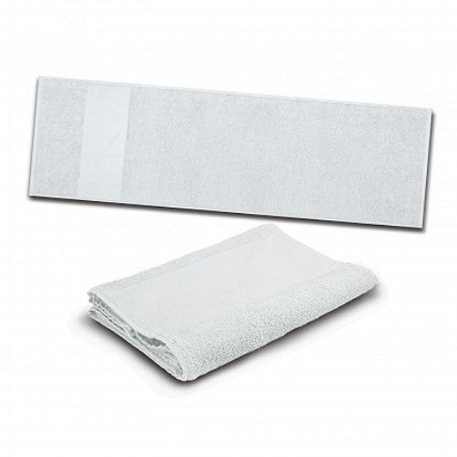 Set of 6 luxurious white sports towels, made from soft 420gsm cotton for superior absorbency and comfort during workouts.