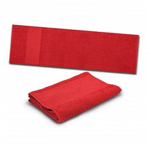 Set of 6 vibrant red Enduro sports towels, made of soft cotton terry, measuring W 300mm x L 1000mm, ideal for athletes.