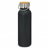 Sleek black 650ml vacuum bottle with a powder-coated finish, keeping drinks cold for 24 hours or hot for 12.