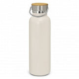 Nomad Deco Vacuum Bottle in white, 650ml, double wall insulated, stylish bamboo lid, keeps drinks cold for 24 hrs.