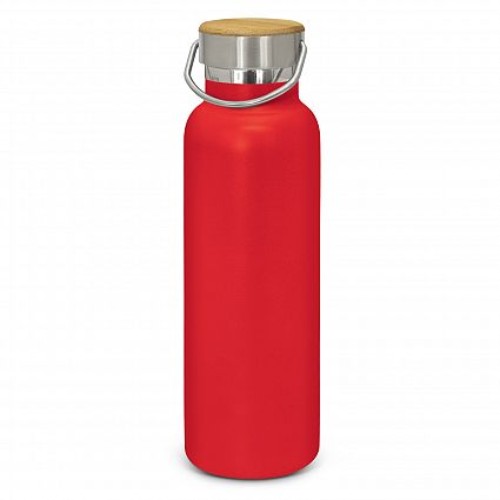 Red Nomad Deco Vacuum Bottle with matte finish, 650ml, keeps drinks cold for 24h and hot for 12h, ideal for active lifestyles.