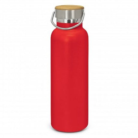 Red Nomad Deco Vacuum Bottle with matte finish, 650ml, keeps drinks cold for 24h and hot for 12h, ideal for active lifestyles.