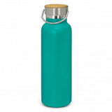 Teal Nomad Deco Vacuum Bottle, 650ml, insulated, scratch-resistant, with bamboo accents and stainless steel handle.