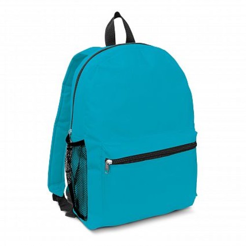 Light blue Scholar Backpacks set of 3, featuring durable 600D polyester, padded straps, zippered pockets, and a mesh bottle holder.
