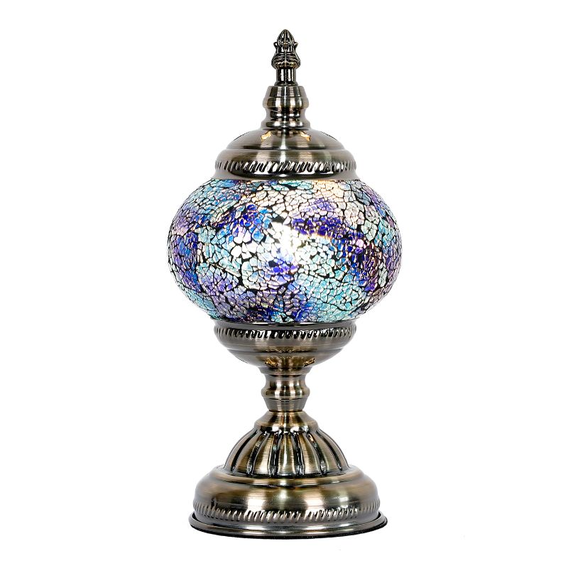 Elegant 28.5cm Turkish Mosaic Electric Lamp with vibrant colors and intricate designs, perfect for enhancing any room's ambiance.