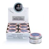 Set of 6 Palo Santo smudge candles in aluminum tins, made from premium soy wax for a clean, aromatic burn.