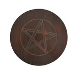 Handcrafted 30cm mango wood pentagram table stand, symbolizing protection and spirituality for Wiccan and Pagan practices.