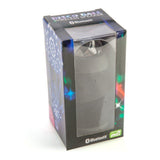 Wireless speaker with a black disco ball design, Bluetooth connectivity, and vibrant light projection for party ambiance.