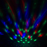 Wireless speaker shaped like a disco ball, projecting colorful lights while delivering powerful sound, perfect for parties.