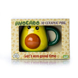 3D avocado-shaped mug with a rounded pit, ideal for avocado lovers and quirky kitchen decor.