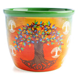 Ceramic smudge bowl with vibrant tree of life design, measuring 12.5cm, for safe sage burning and catching ashes.