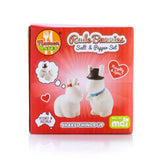 Playful salt and pepper shaker set featuring cheeky bunny figurines in a naughty pose, perfect for adding fun to mealtime.