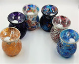 Set of 6 hand-crafted Turkish mosaic oil burners with vibrant designs, perfect for aromatherapy and enhancing home decor.