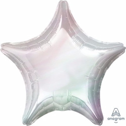 45cm star-shaped holographic foil balloon featuring an iridescent finish, perfect for elevating any celebration with its vibrant colors.