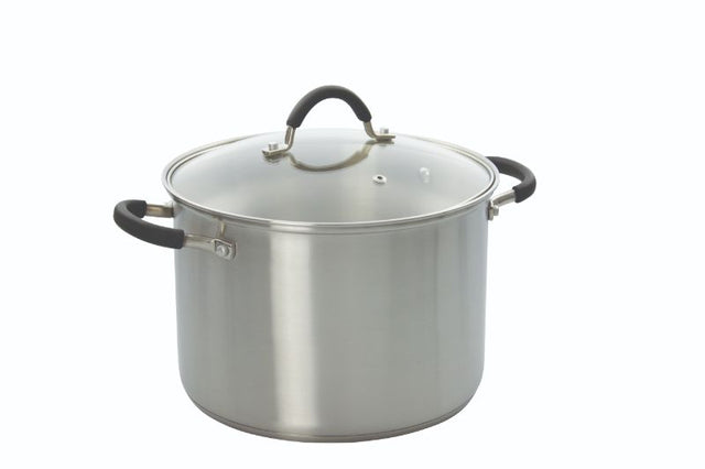 High-quality 26cm Pyrolux stockpot with 10L capacity, ergonomic handles, tempered glass lid, and suitable for all heat sources.