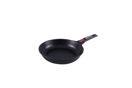 28cm Pyrolux Connect Frypan made of solid cast aluminum with non-stick coating, detachable handle, and easy-pour rim.