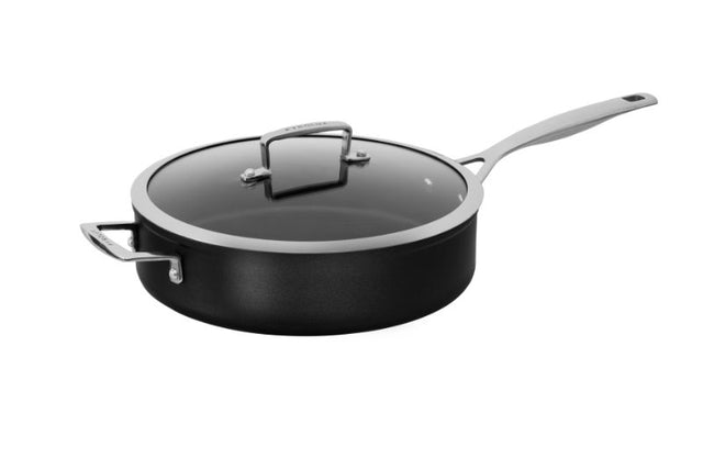 28cm Pyrolux Ignite Saute Pan with lid, featuring non-stick coating, cool-touch handles, and suitable for all cooktops.