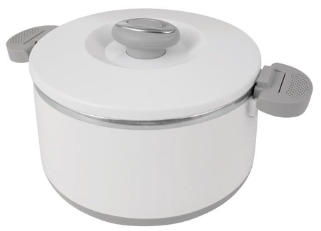 Insulated 5L Pyrolux White food warmer with stainless steel, double-wall construction, and airtight lid for on-the-go meals.