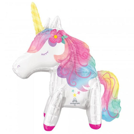 Colorful 55cm unicorn foil balloon ideal for kids' parties, featuring charming design and easy air inflation.