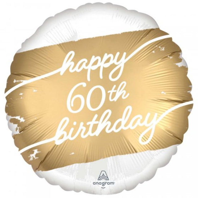 Vibrant 45cm gold foil balloon with 'Happy 60th Birthday' design, perfect for milestone celebrations and party decor.