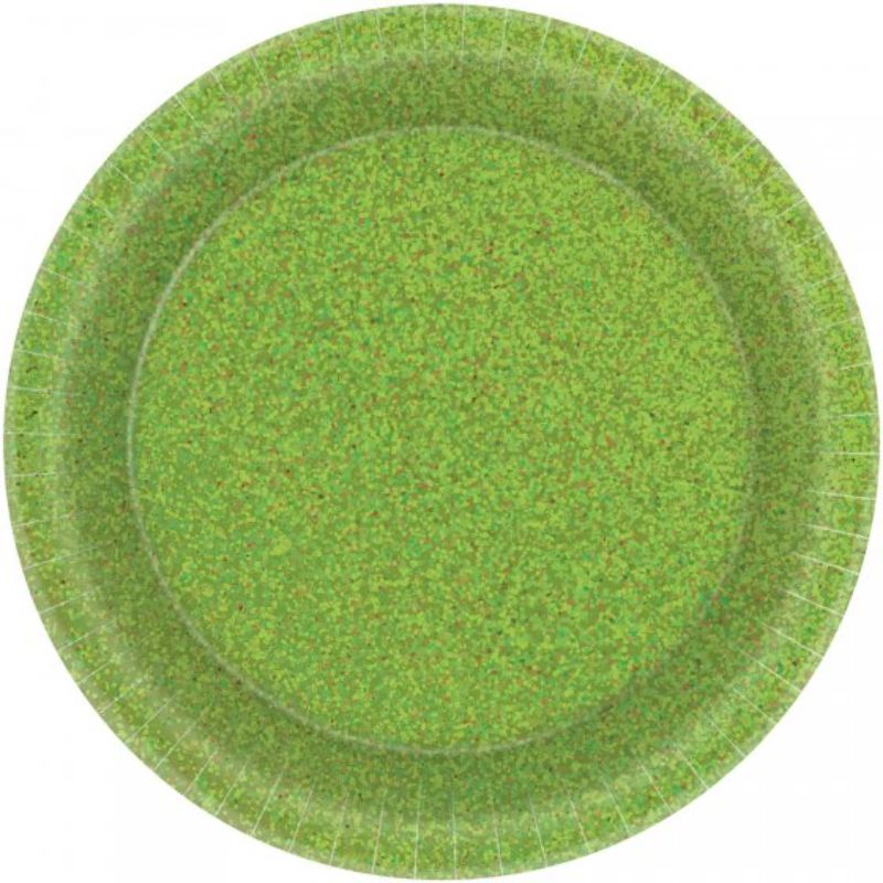 Vibrant eco-friendly 17cm kiwi round plates, perfect for parties and everyday use, in a pack of 8.