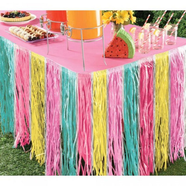 Just Chillin Grass Look Table Skirt, 74cm x 2.74m, perfect for outdoor events with a vibrant, eco-friendly design.