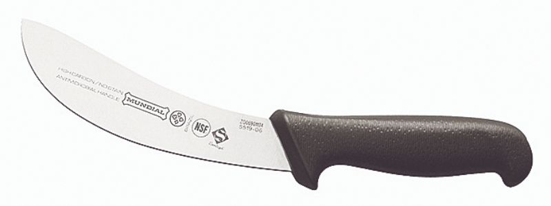 15cm Mundial skinning knife with high-carbon stainless steel blade and ergonomic handle, perfect for precise butchering tasks.