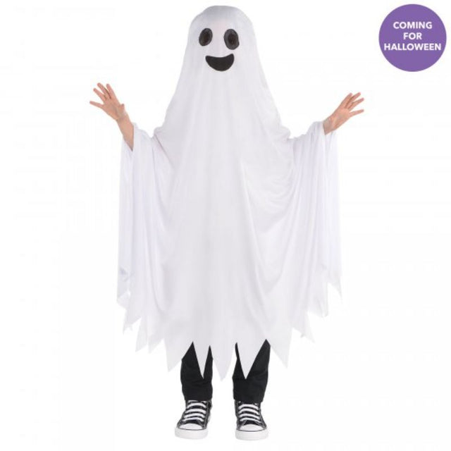 Ghostly Costume Cape for kids, featuring a flowing design perfect for Halloween fun and imaginative play. Suitable for ages 3-12.