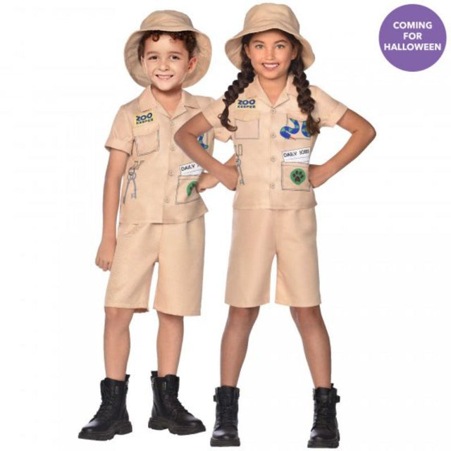 Adorable Zoo Keeper costume for kids 4-6, featuring a stylish top, shorts, and hat for imaginative play.