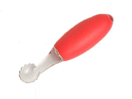 Vibrant red tomato corer with soft grip handle and stainless steel blade for easy, precise coring of tomatoes.