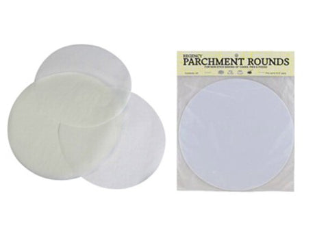 9-inch pre-cut parchment rounds, 24 per pack, perfect for effortless baking and non-stick performance in cakes and pastries.