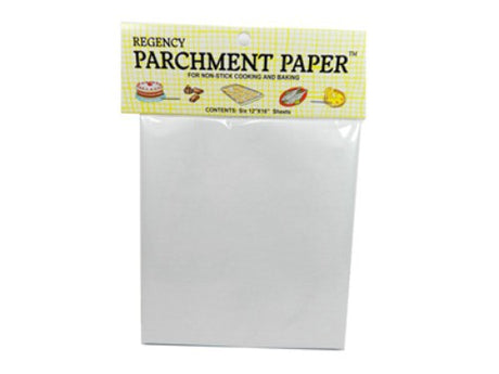 Premium white parchment sheets, 12” x 16”, non-stick, ideal for baking and crafting, includes 6 units for easy cleanup.