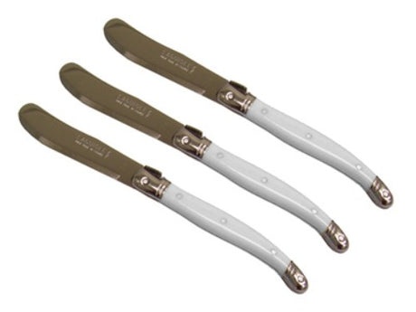 Set of 3 Verdier Spreaders with vibrant resin handles and stainless steel blades, featuring the iconic Laguiole Bee design.