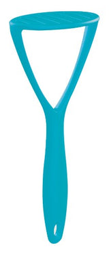 Alt text: Non-stick nylon potato masher with silicone handle in assorted colors, perfect for smooth mashed potatoes and heat-resistant.