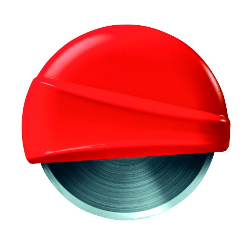 Round Pizza Cutter with a sharp stainless steel blade and ergonomic handle, available in red or green, for precise slicing.