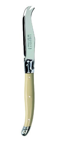 Set of 3 ivory-handled cheese knives with stainless steel blades, featuring the iconic Laguiole Bee design.