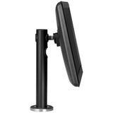 Atdec SD-POS-VBM black counter mount for flat panel display, supports 1 screen up to 24", with adjustable tilt and rotation.