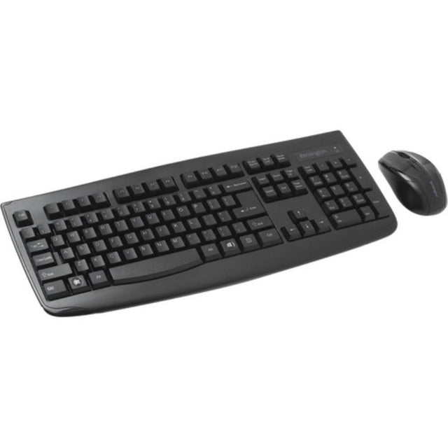 Kensington Pro Fit Wireless Desktop Set featuring a spill-proof keyboard and ambidextrous mouse for enhanced productivity.