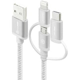 Alogic USB-A to Micro USB, Lightning & USB-C Combo Cable - 30 cm Lightning/Micro